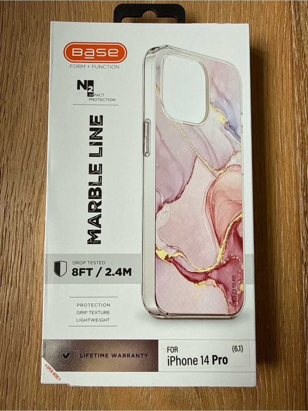 New Base Marble Line Pink Gold iPhone 14 Pro 6.1” Case pink purple gold case